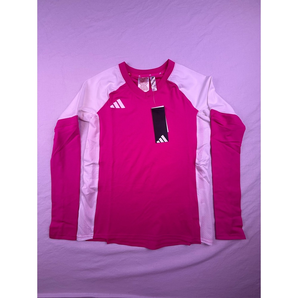 Adidas Quickset LS Y Kids Medium Pink NEW Volleyball Jersey KF0733